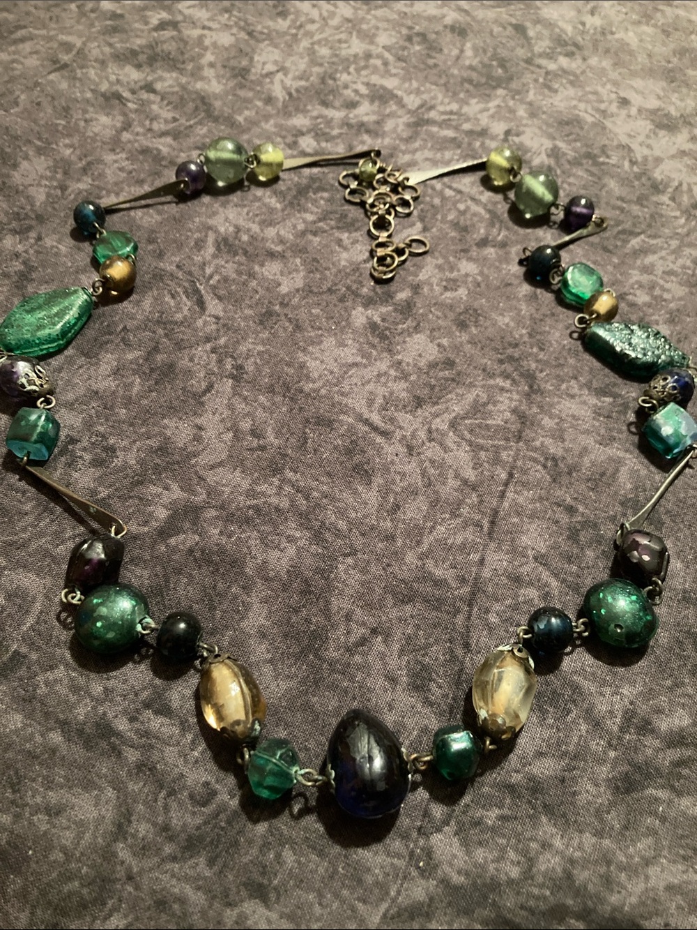 Handcrafted Green and Teal Beaded Necklace - Women Jewelry